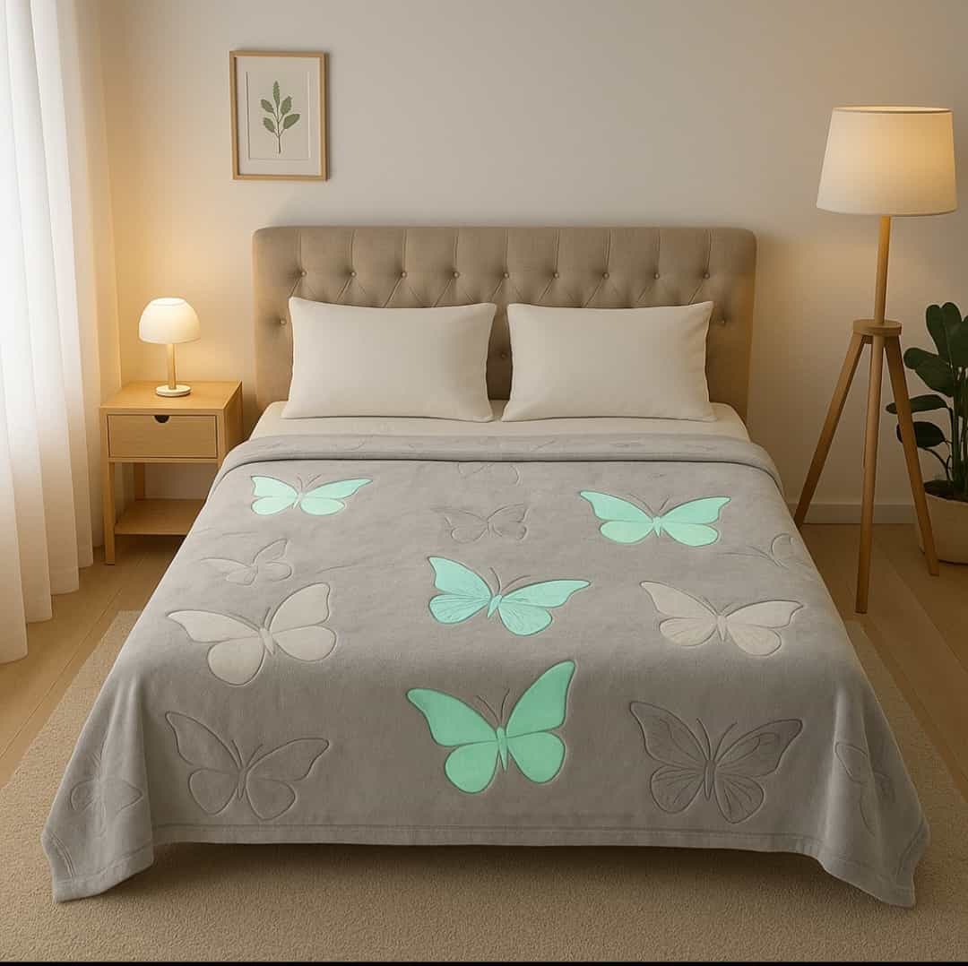 خرید پتو شب نما طرح پروانه + فروش عمده